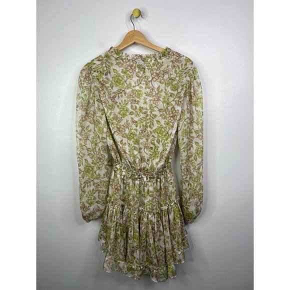 Misa Ruffle Drawstring Neck Elastic Waist Mini Dress Women's Green Size: XS NWOT - Picture 6 of 9